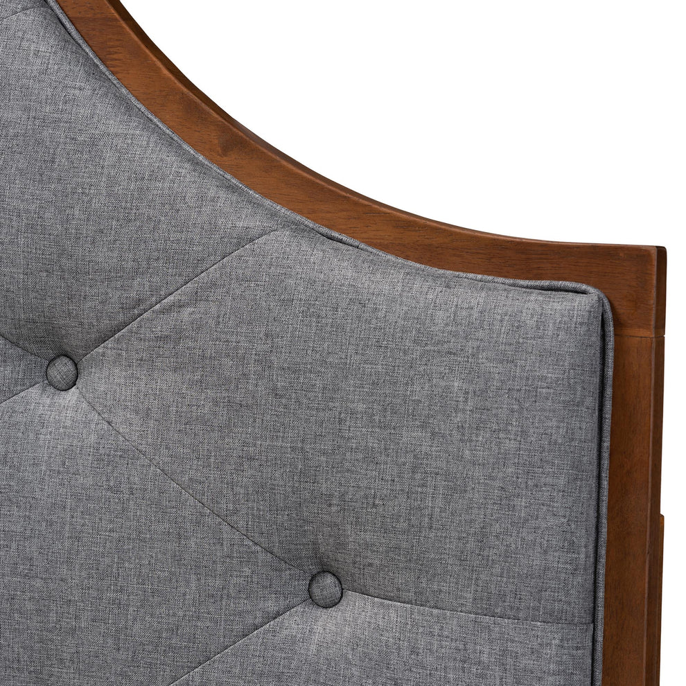 Baxton Studio Camila Classic and Traditional Grey Fabric and Walnut Brown Finished Wood King Size Headboard | Headboards | Modishstore - 4