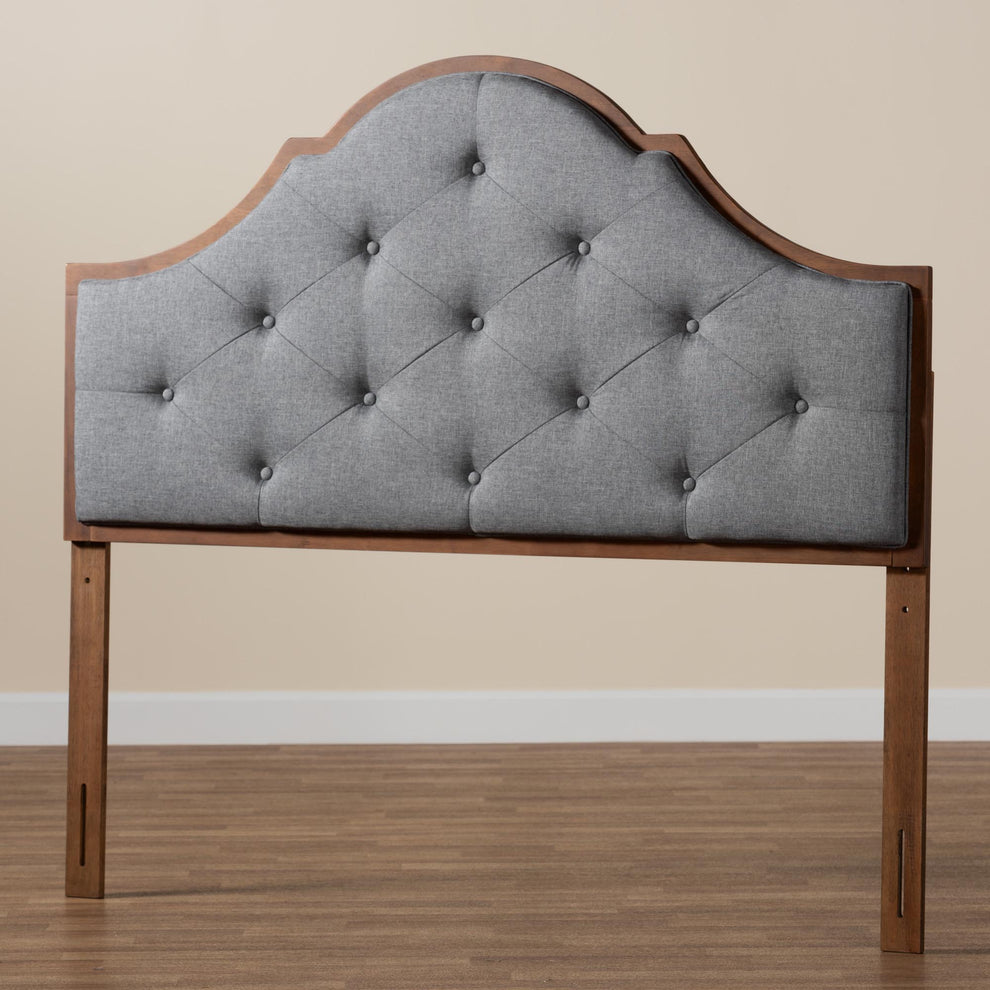 Baxton Studio Camila Classic and Traditional Grey Fabric and Walnut Brown Finished Wood King Size Headboard | Headboards | Modishstore - 6
