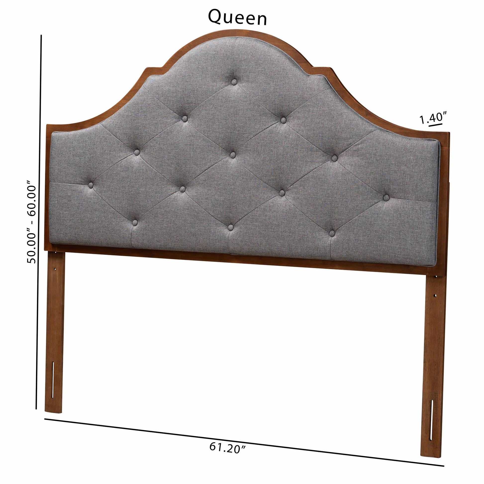Baxton Studio Camila Classic and Traditional Grey Fabric and Walnut Brown Finished Wood King Size Headboard | Headboards | Modishstore - 7