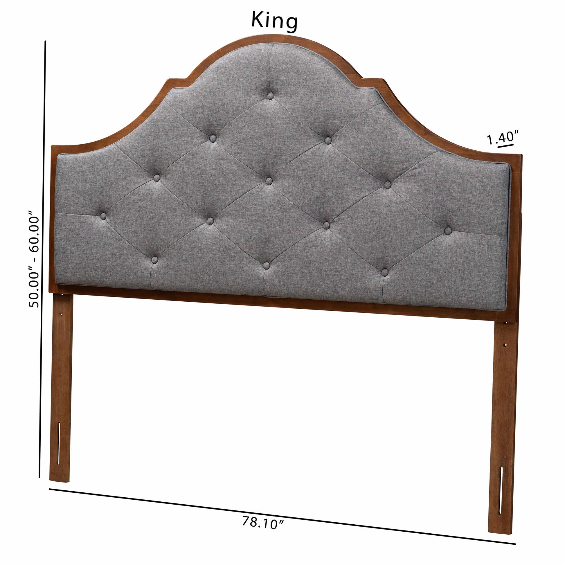 Baxton Studio Camila Classic and Traditional Grey Fabric and Walnut Brown Finished Wood King Size Headboard | Headboards | Modishstore - 9