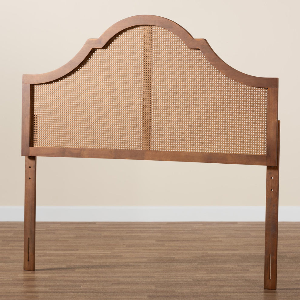 Baxton Studio Camila Classic and Traditional Ash Walnut Finished Wood King Size Headboard with Rattan | Headboards | Modishstore - 6