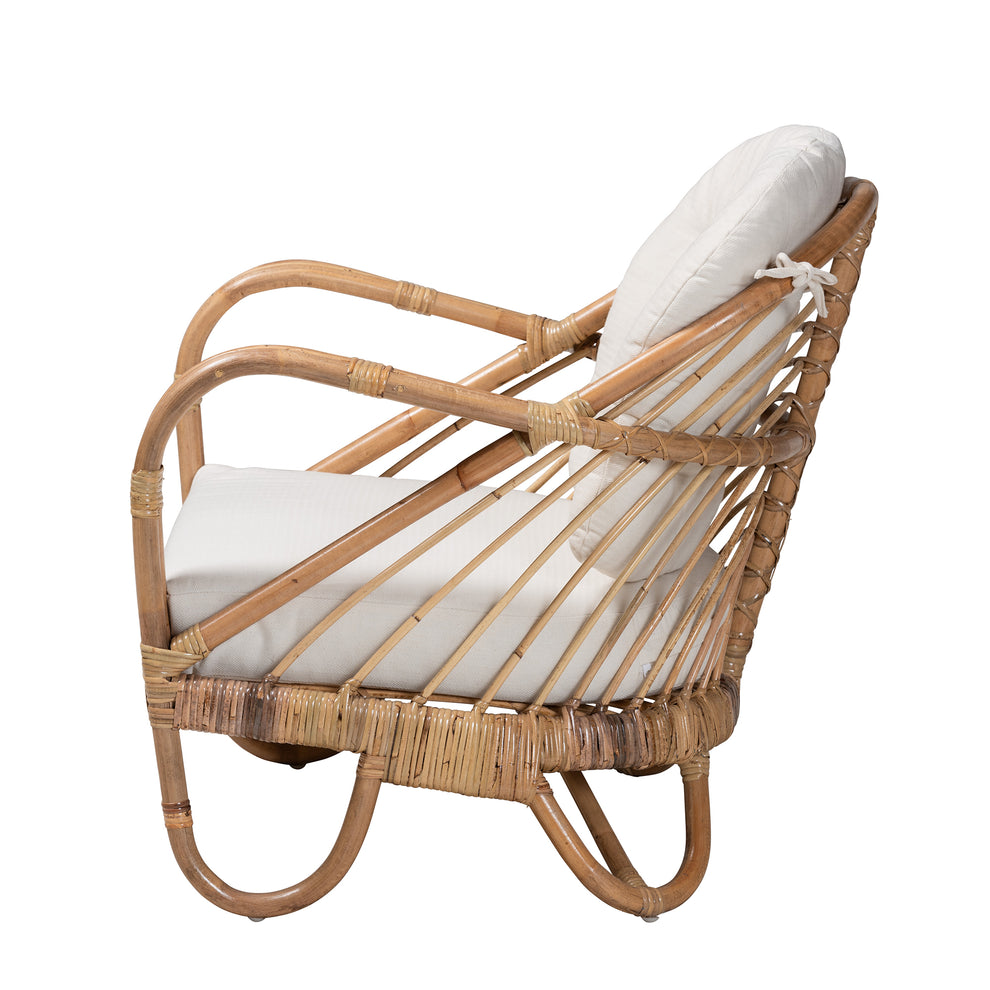 Baxton Studio bali & pari Aliane Modern Bohemian Natural Brown Antique Rattan Armchair | Accent Chairs | Modishstore - 4