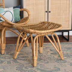 Baxton Studio bali & pari Earvin Modern Bohemian Natural Brown Rattan Footstool