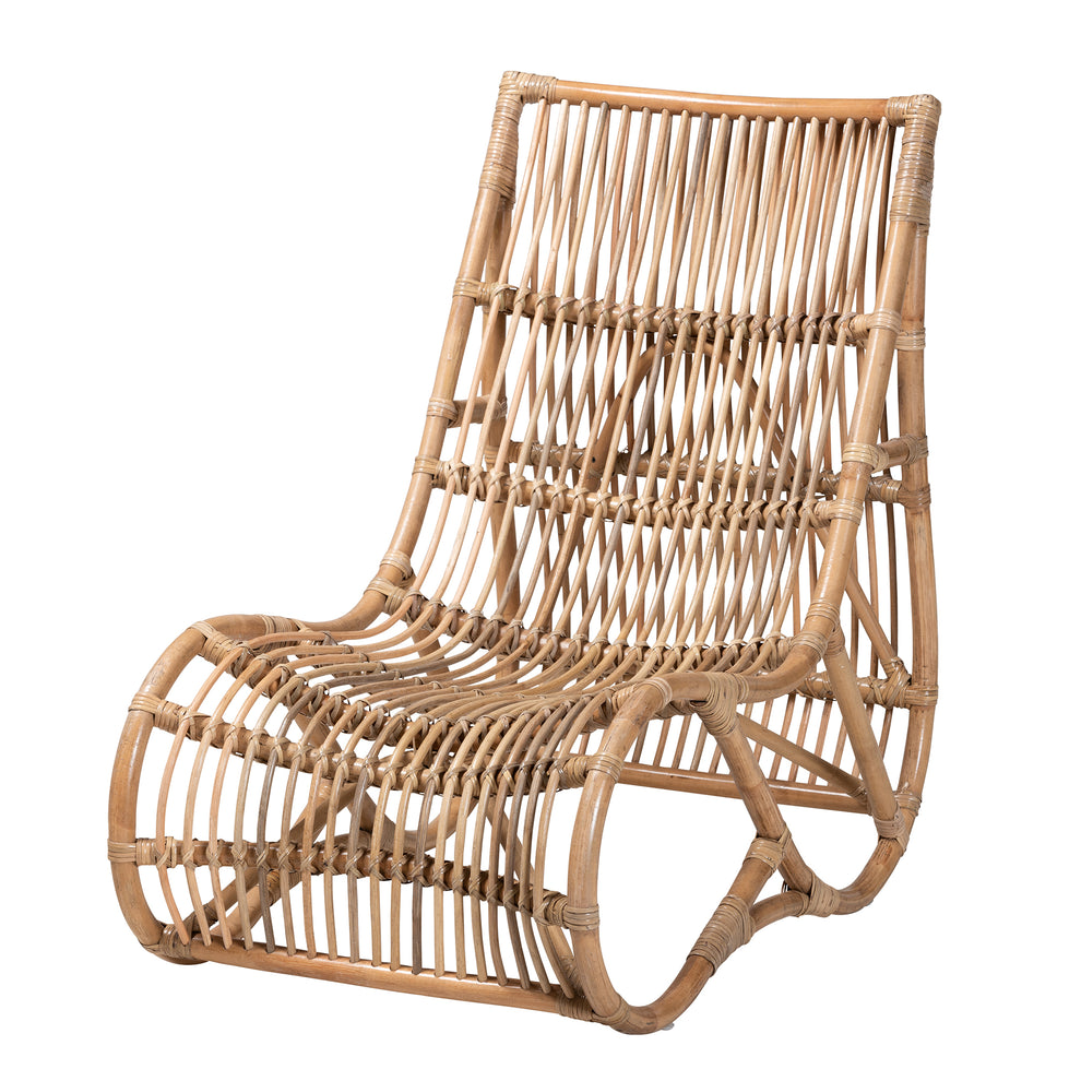 Baxton Studio bali & pari Genera Modern Bohemian Natural Rattan Lounge Chair | Accent Chairs | Modishstore - 2