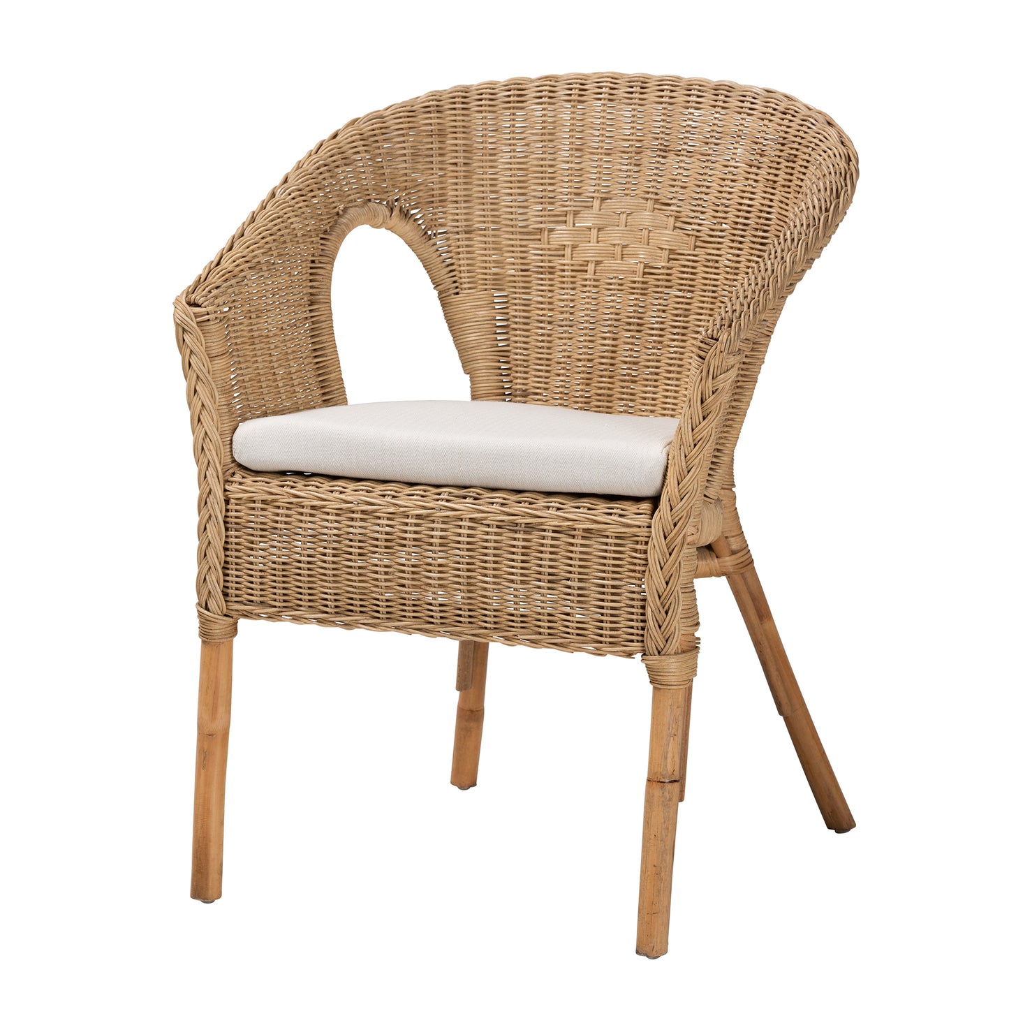 Baxton Studio bali & pari Abbey Modern Bohemian Natural Brown Antique Rattan Dining Chair | Dining Chairs | Modishstore - 2