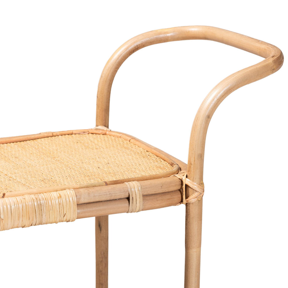 Baxton Studio bali & pari Hadia Modern Bohemian Natural Brown Rattan Wine Cart | Bar Carts | Modishstore - 5
