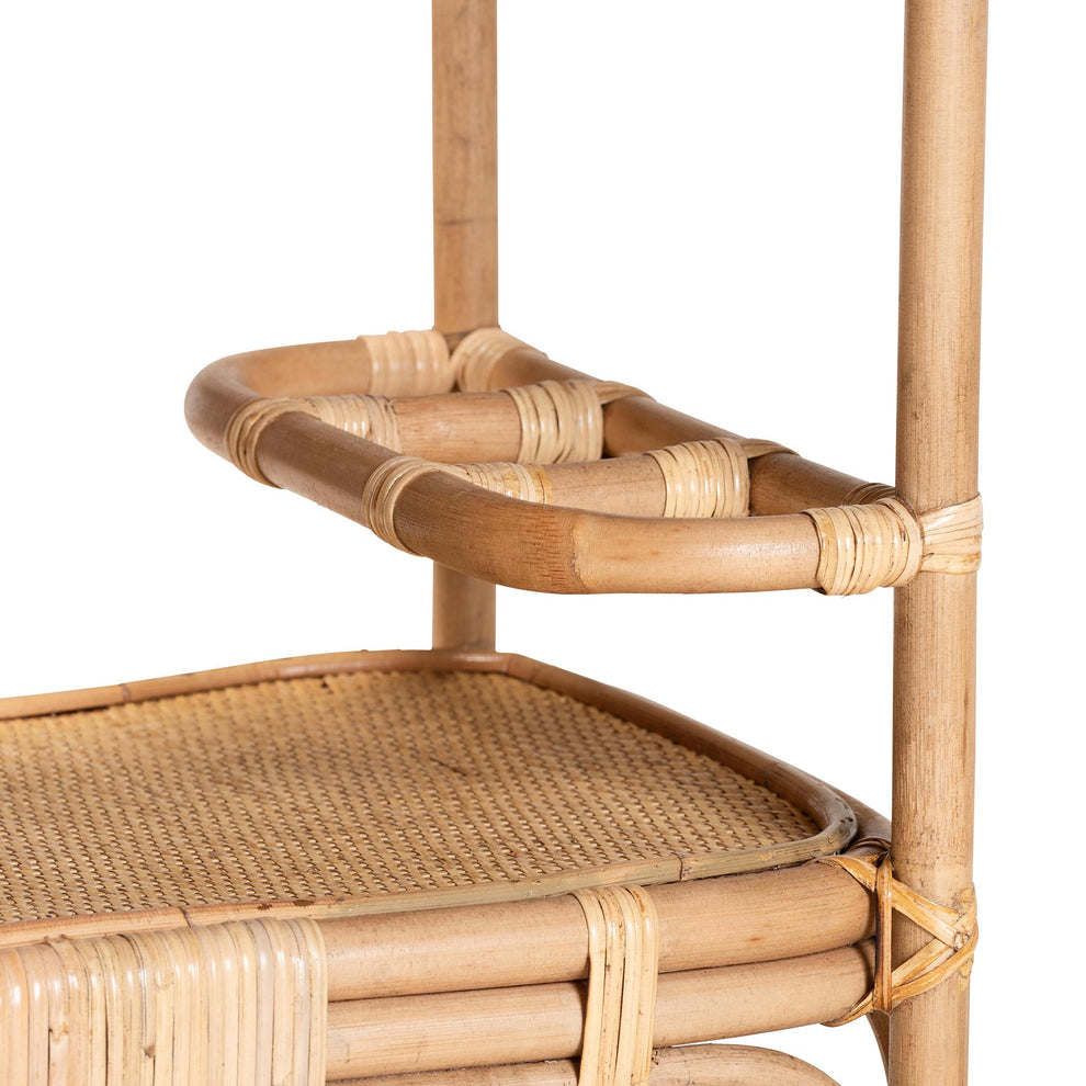 Baxton Studio bali & pari Hadia Modern Bohemian Natural Brown Rattan Wine Cart | Bar Carts | Modishstore - 6