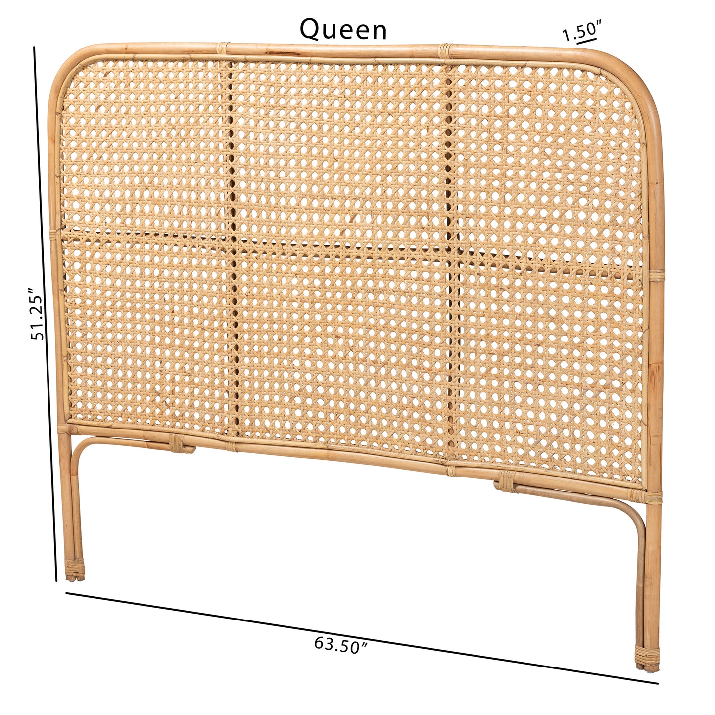 Baxton Studio bali & pari Linette Modern Bohemian Natural Rattan Queen Size Standalone Headboard | Headboards | Modishstore - 8