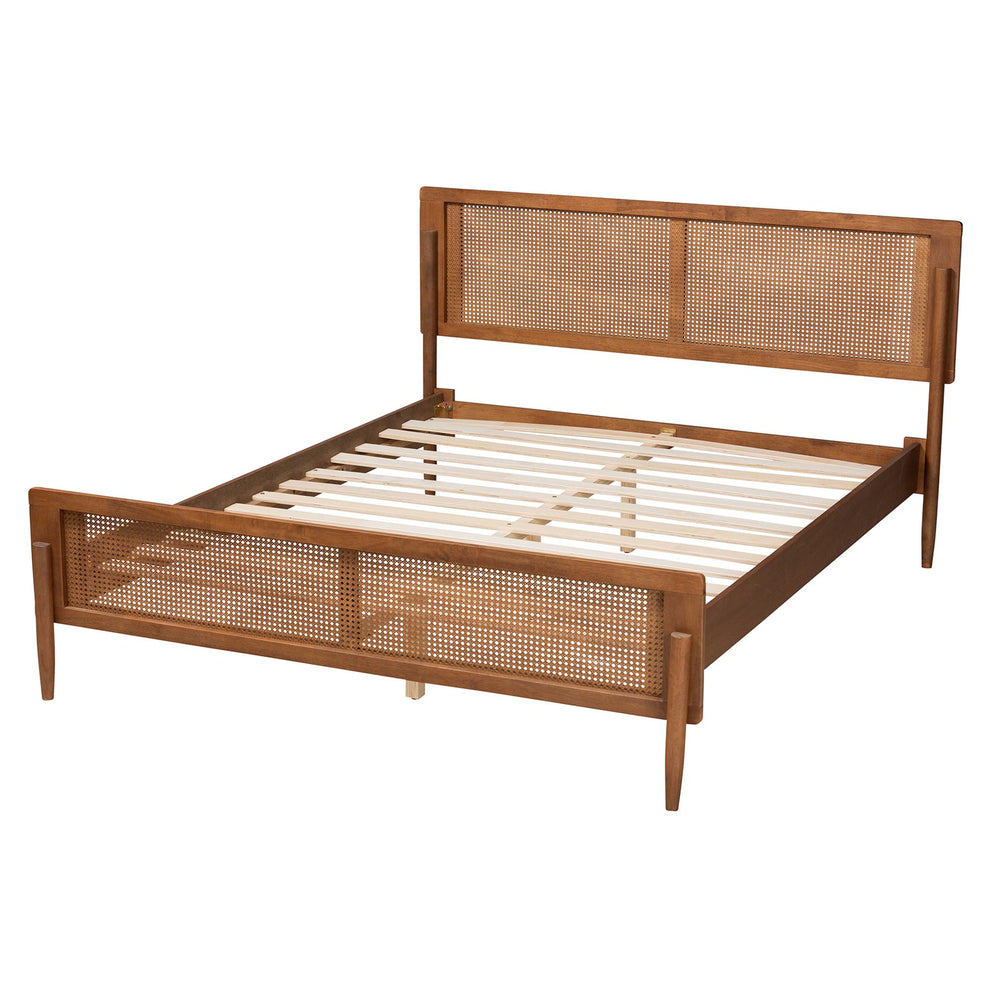Baxton Studio Gardwin Mid-Century Modern Ash Walnut Finished Wood Queen Size Platform Bed | Beds | Modishstore - 4
