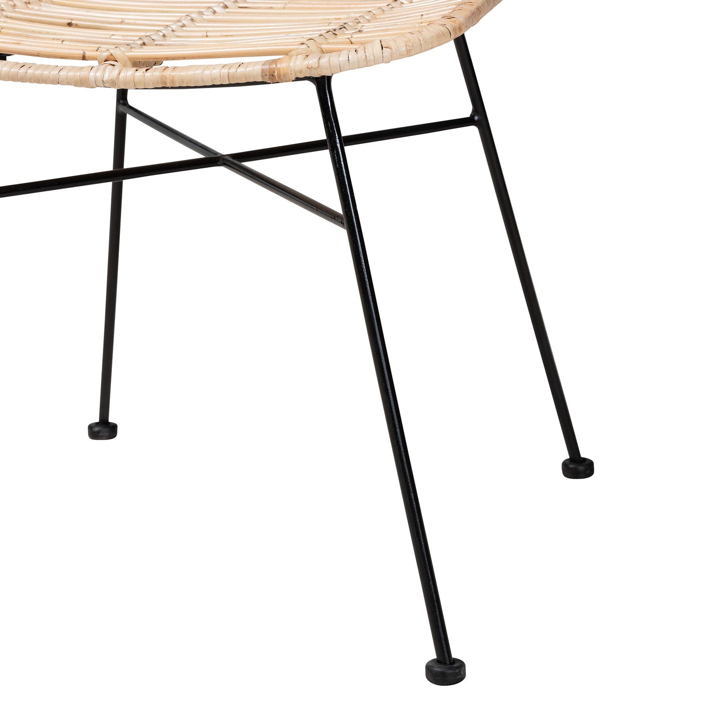 Baxton Studio Manhattan Modern Bohemian Rattan and Natural Oak Finished Wood 5-Piece Dining Set | Dining Sets | Modishstore - 9