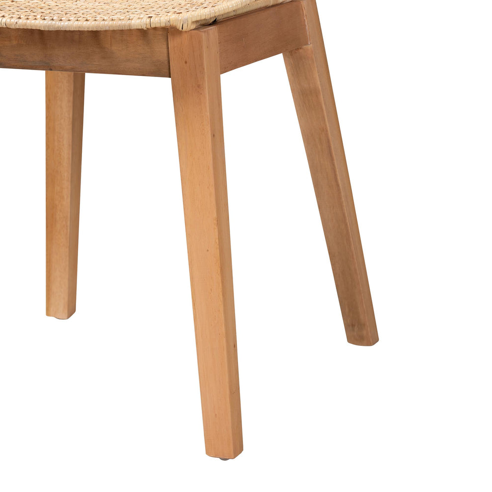 Baxton Studio bali & pari Sabelle Japandi Natural Brown Mahogany and Rattan 2-Piece Dining Chair Set | Dining Chairs | Modishstore - 6