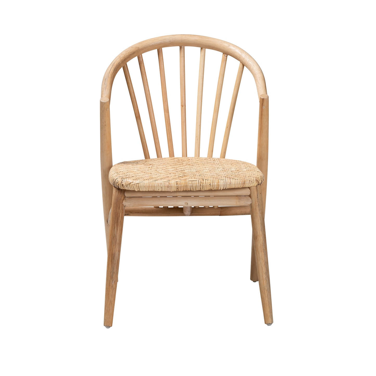 Baxton Studio bali & pari Kobe Mid-Century Modern Natural Brown Finished Wood and Rattan Dining Chair | Dining Chairs | Modishstore - 3