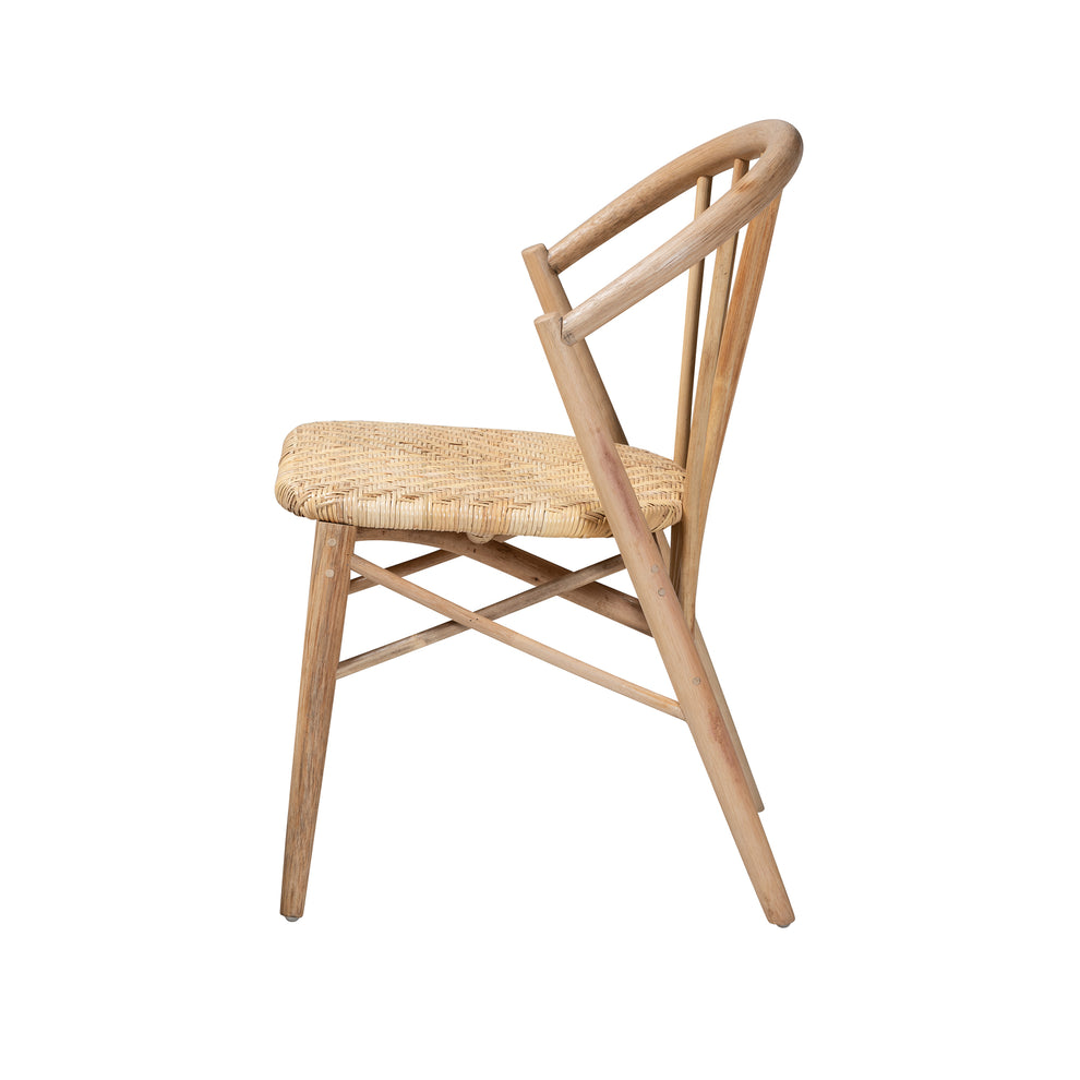 Baxton Studio bali & pari Kobe Mid-Century Modern Natural Brown Finished Wood and Rattan Dining Chair | Dining Chairs | Modishstore - 4