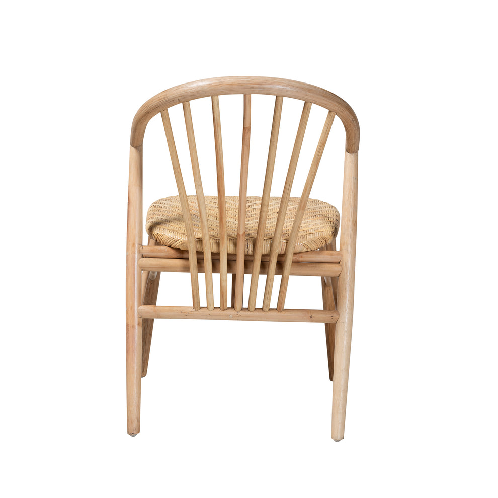 Baxton Studio bali & pari Kobe Mid-Century Modern Natural Brown Finished Wood and Rattan Dining Chair | Dining Chairs | Modishstore - 5