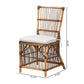 Baxton Studio bali & pari Kim Modern Bohemian White Fabric and Natural Brown Rattan Dining Chair | Dining Chairs | Modishstore - 9