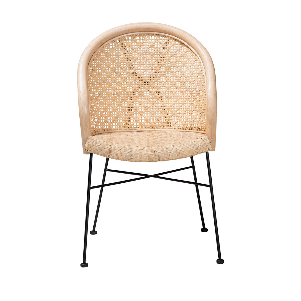 Baxton Studio bali & pari Lisa Modern Bohemian Natural Brown Rattan and Black Metal Dining Chair | Dining Chairs | Modishstore - 3
