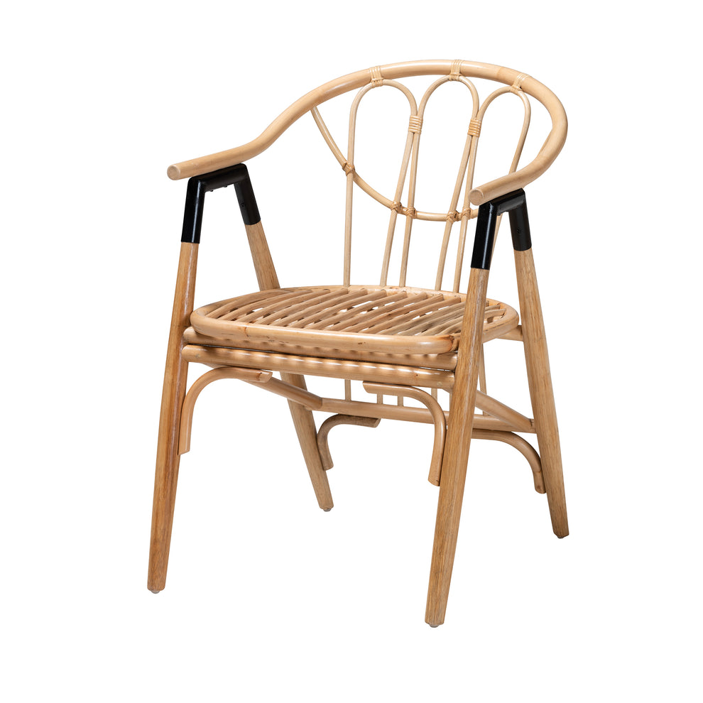 Baxton Studio bali & pari Cyntia Modern Bohemian Natural Brown Rattan Dining Chair | Dining Chairs | Modishstore - 2