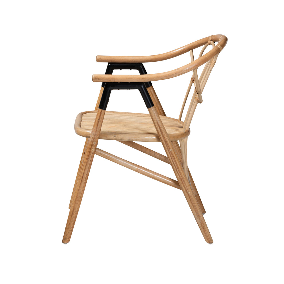 Baxton Studio bali & pari Cyntia Modern Bohemian Natural Brown Rattan Dining Chair | Dining Chairs | Modishstore - 4