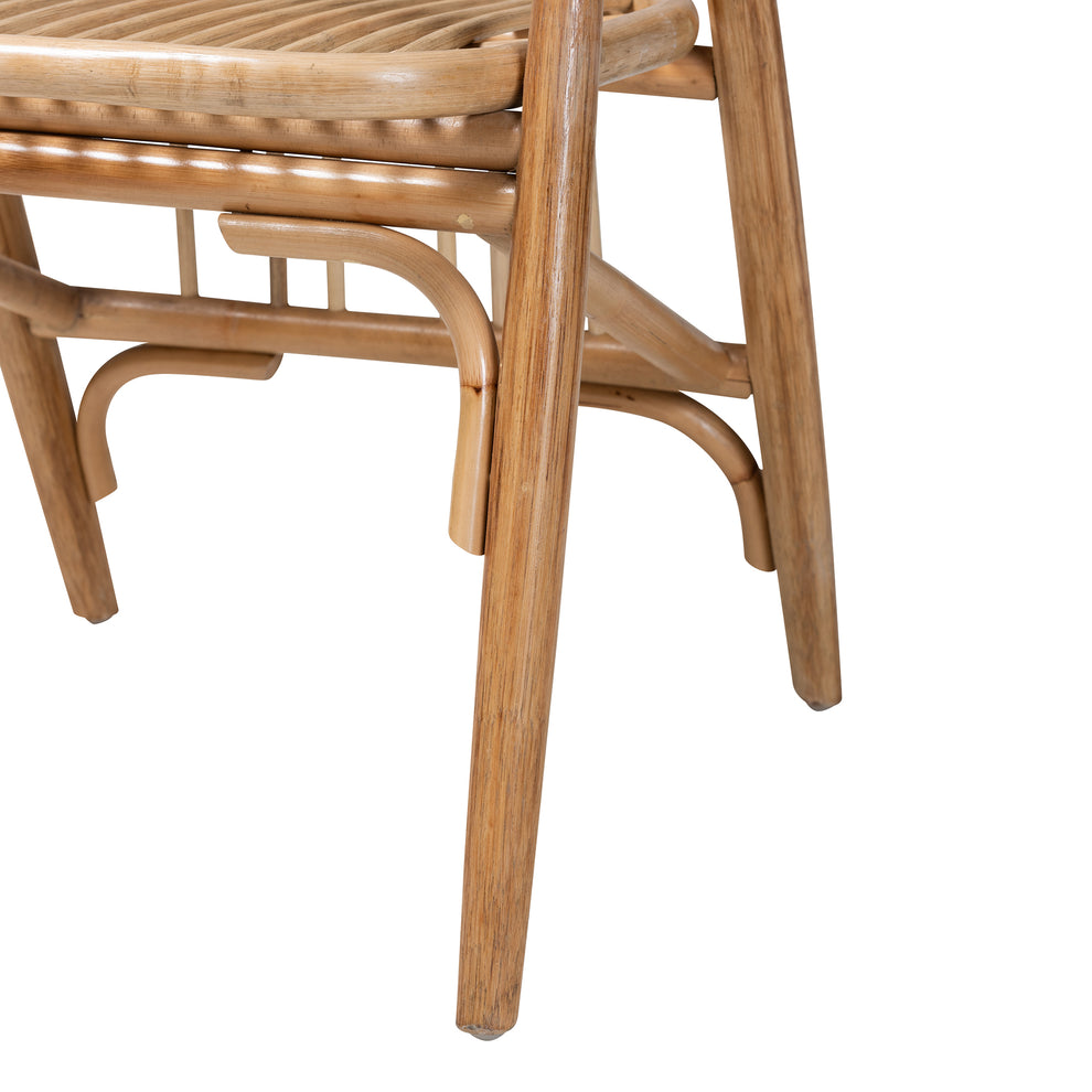 Baxton Studio bali & pari Cyntia Modern Bohemian Natural Brown Rattan Dining Chair | Dining Chairs | Modishstore - 7