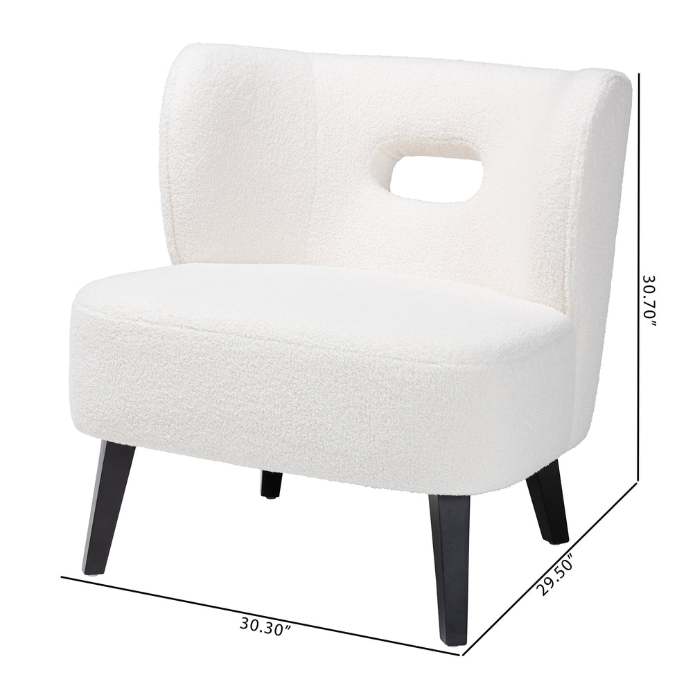 Baxton Studio Naara Modern and Contemporary Ivory Boucle Upholstered and Black Finished Wood Accent Chair | Accent Chairs | Modishstore - 3