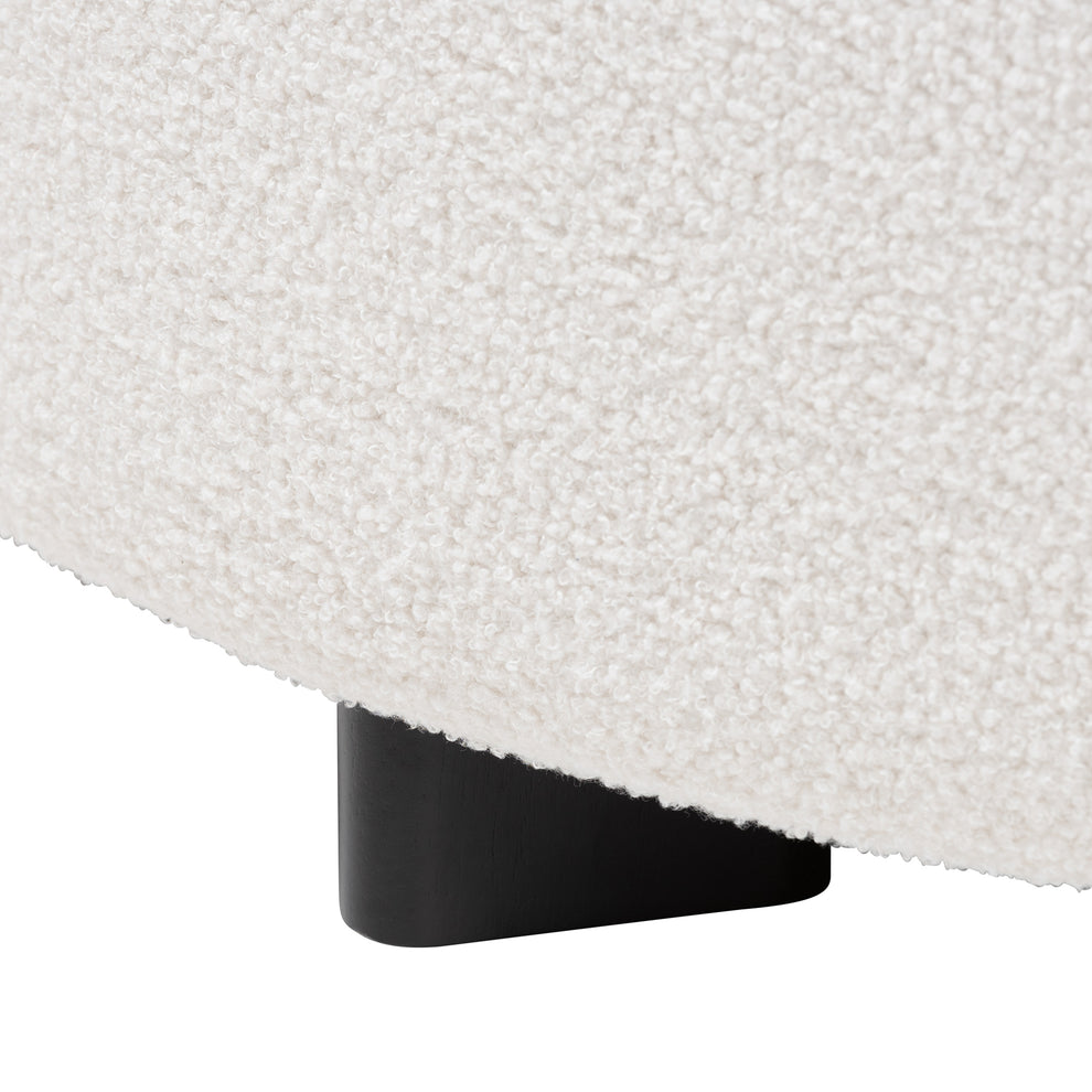 Baxton Studio Athena Modern and Contemporary Ivory Boucle Upholstered and Black Finished Wood Round Ottoman | Ottomans | Modishstore - 4