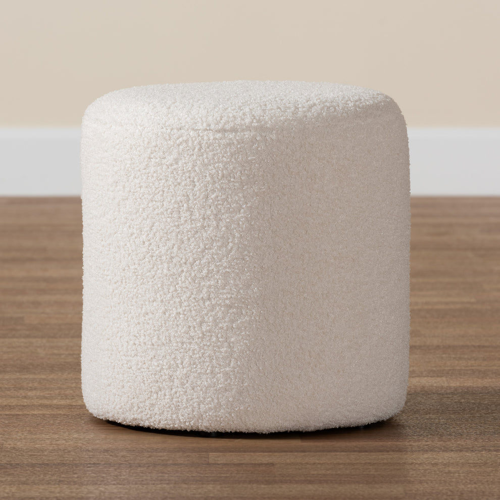 Baxton Studio Tori Modern and Contemporary Ivory Boucle Upholstered Ottoman | Ottomans | Modishstore - 5