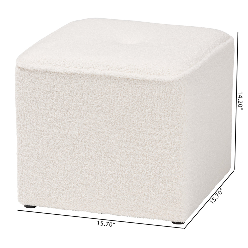 Baxton Studio Isaiah Modern and Contemporary Ivory Boucle Upholstered Ottoman | Ottomans | Modishstore - 7