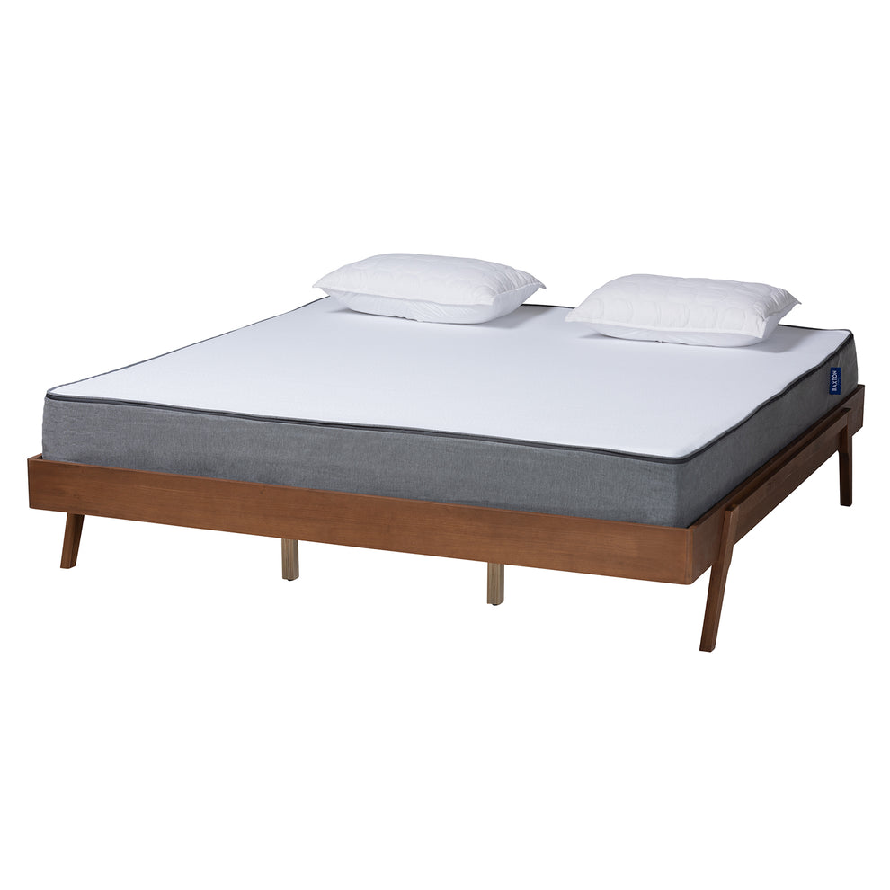 Baxton Studio Sarita Mid-Century Modern Ash Walnut Finished Wood Queen Size Bed Frame | Beds | Modishstore - 2