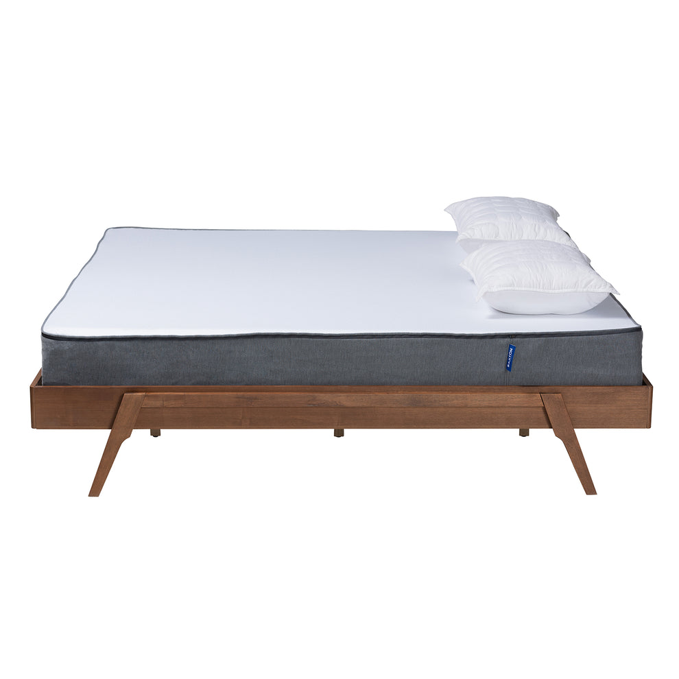 Baxton Studio Sarita Mid-Century Modern Ash Walnut Finished Wood Queen Size Bed Frame | Beds | Modishstore - 3