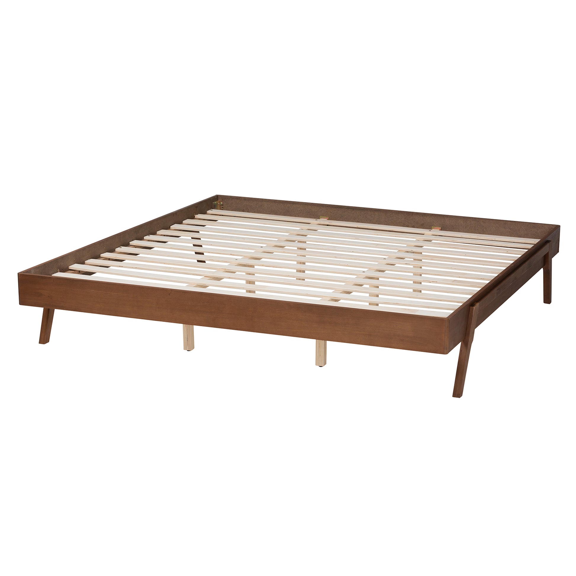 Baxton Studio Sarita Mid-Century Modern Ash Walnut Finished Wood Queen Size Bed Frame | Beds | Modishstore - 4