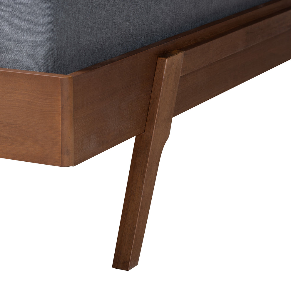 Baxton Studio Sarita Mid-Century Modern Ash Walnut Finished Wood Queen Size Bed Frame | Beds | Modishstore - 5