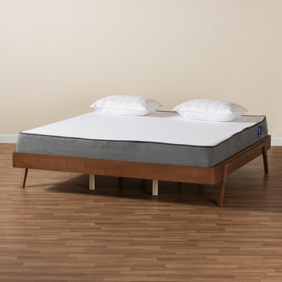 Baxton Studio Sarita Mid-Century Modern Ash Walnut Finished Wood Queen Size Bed Frame | Beds | Modishstore - 7