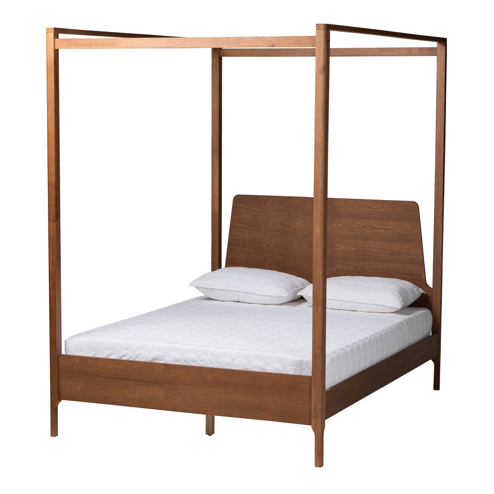 Baxton Studio Roman Classic and Traditional Ash Walnut Finished Wood Queen Size Canopy Bed | Beds | Modishstore - 2