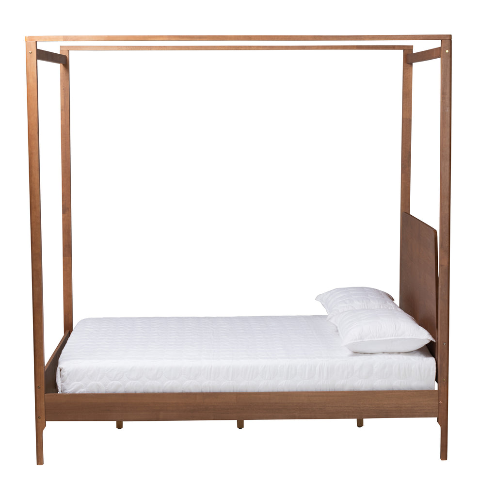 Baxton Studio Roman Classic and Traditional Ash Walnut Finished Wood Queen Size Canopy Bed | Beds | Modishstore - 3