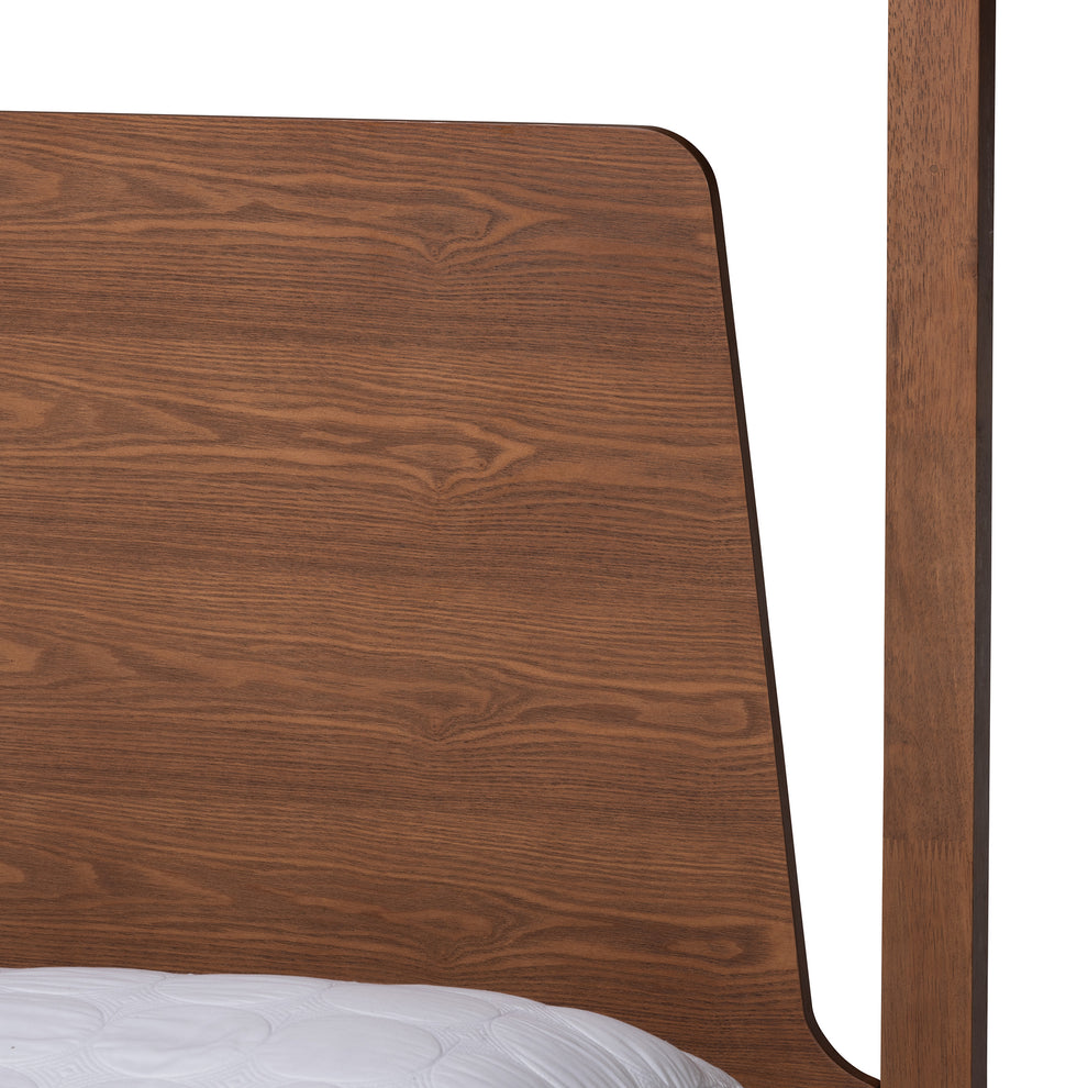Baxton Studio Roman Classic and Traditional Ash Walnut Finished Wood Queen Size Canopy Bed | Beds | Modishstore - 5