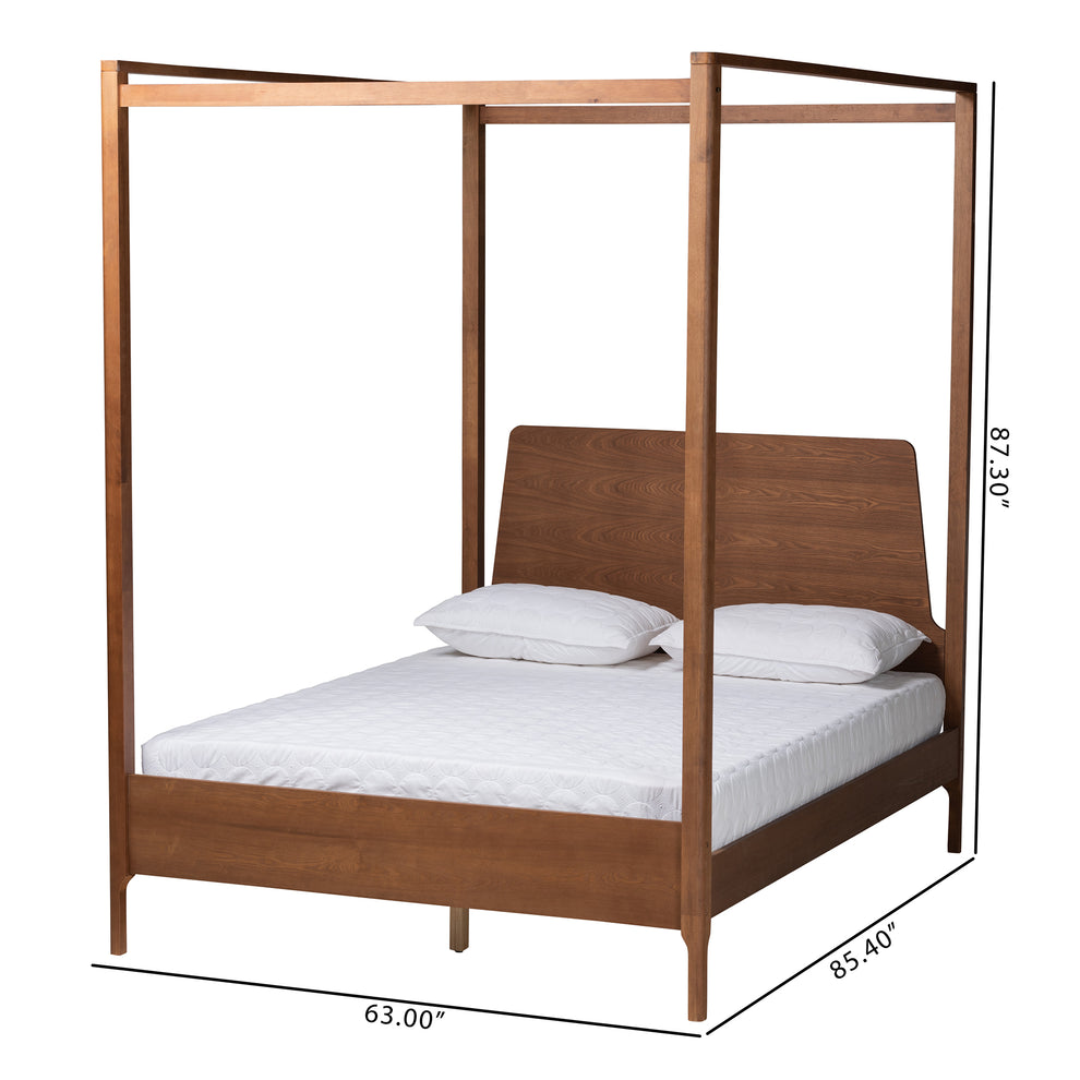Baxton Studio Roman Classic and Traditional Ash Walnut Finished Wood Queen Size Canopy Bed | Beds | Modishstore - 8