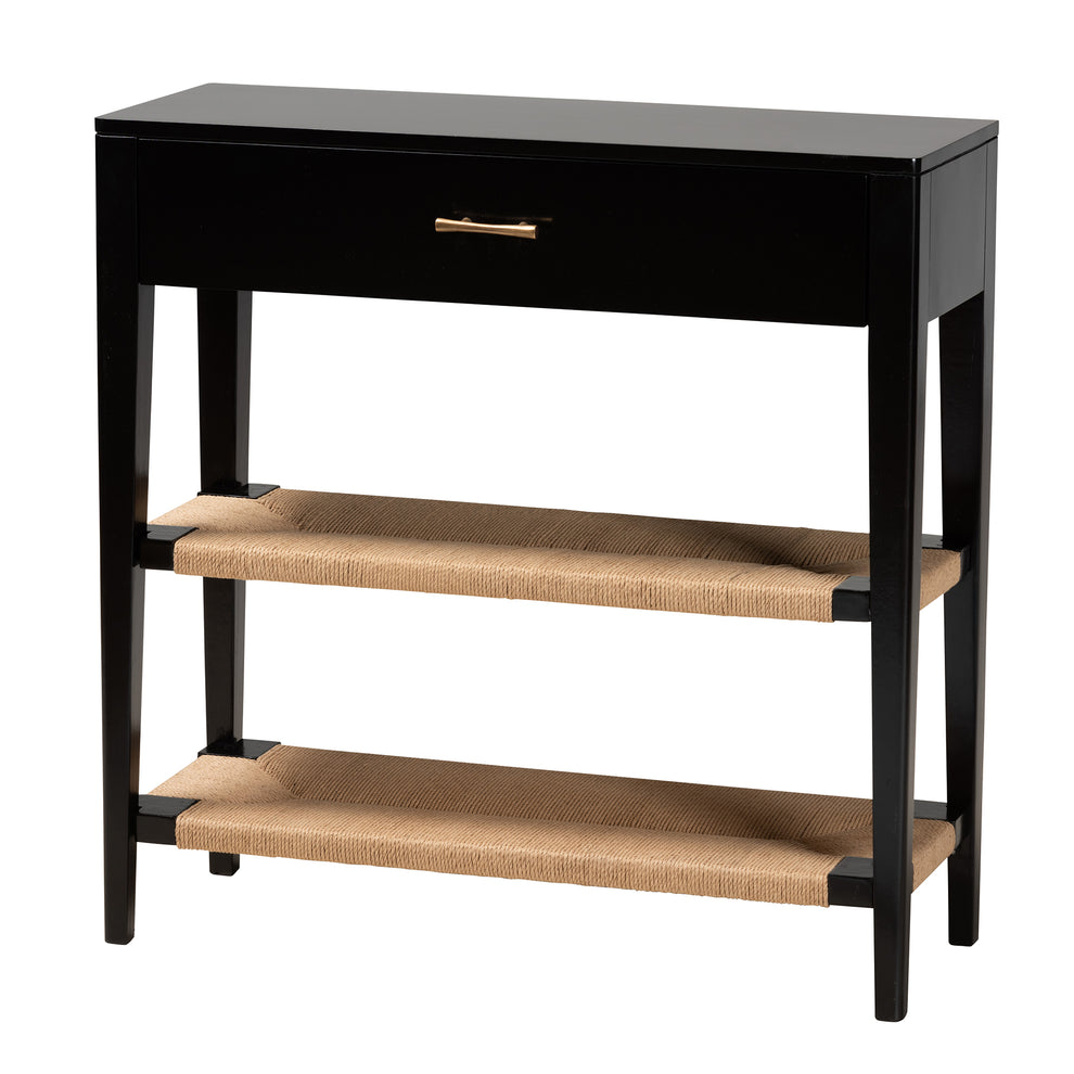 Baxton Studio bali & pari Freya Modern Bohemian Black Finished Bayur Wood 1-Drawer Console Table | Console Tables | Modishstore - 4