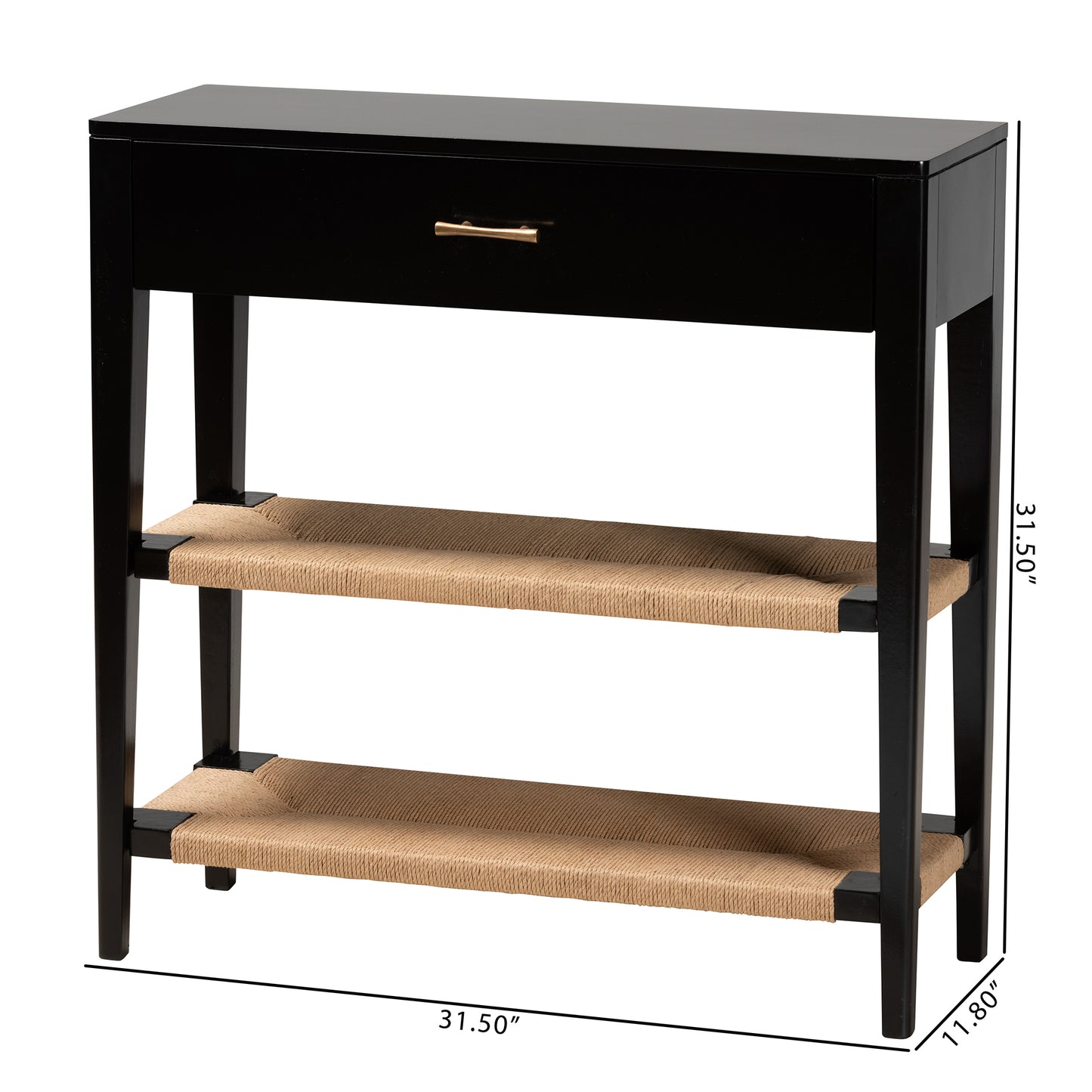 Baxton Studio bali & pari Freya Modern Bohemian Black Finished Bayur Wood 1-Drawer Console Table | Console Tables | Modishstore - 3