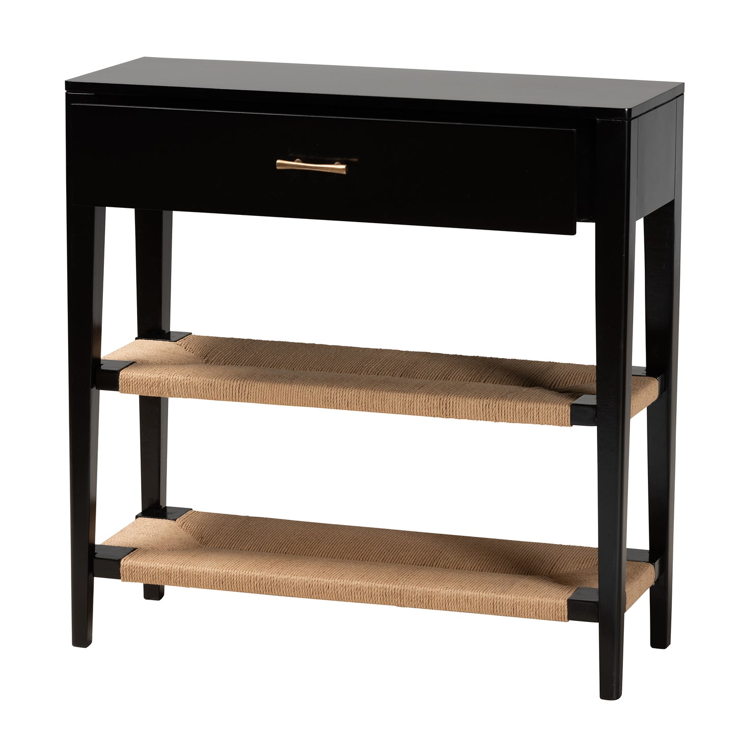 Baxton Studio bali & pari Freya Modern Bohemian Black Finished Bayur Wood 1-Drawer Console Table | Console Tables | Modishstore - 5