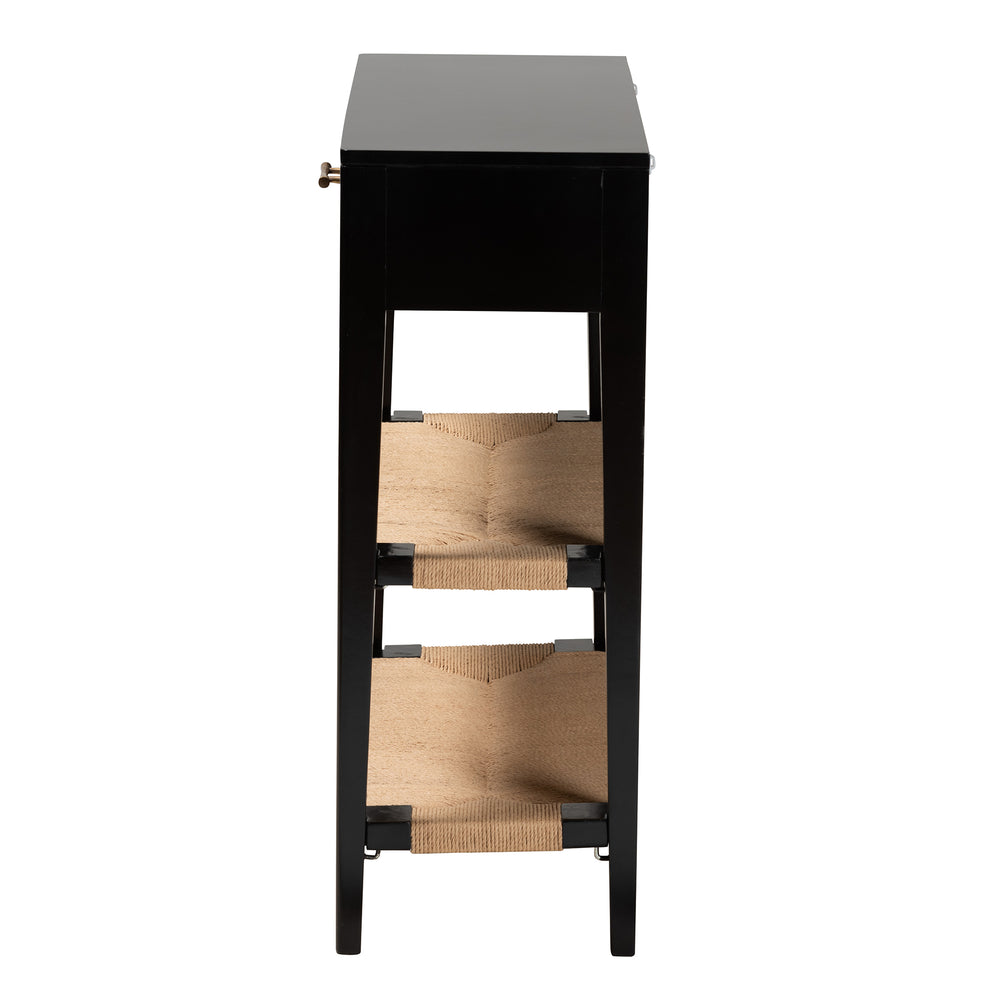 Baxton Studio bali & pari Freya Modern Bohemian Black Finished Bayur Wood 1-Drawer Console Table | Console Tables | Modishstore - 7