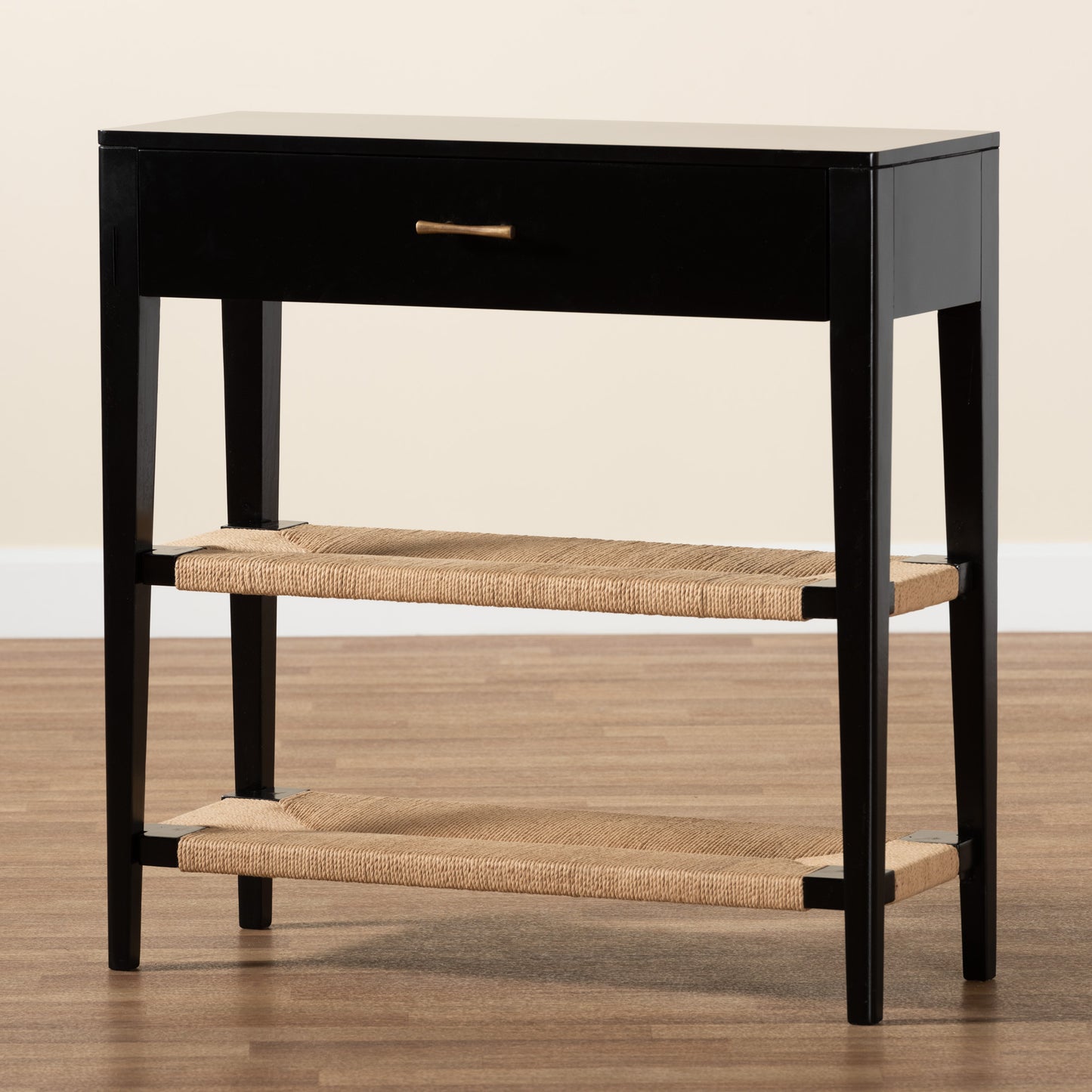 Baxton Studio bali & pari Freya Modern Bohemian Black Finished Bayur Wood 1-Drawer Console Table | Console Tables | Modishstore - 2