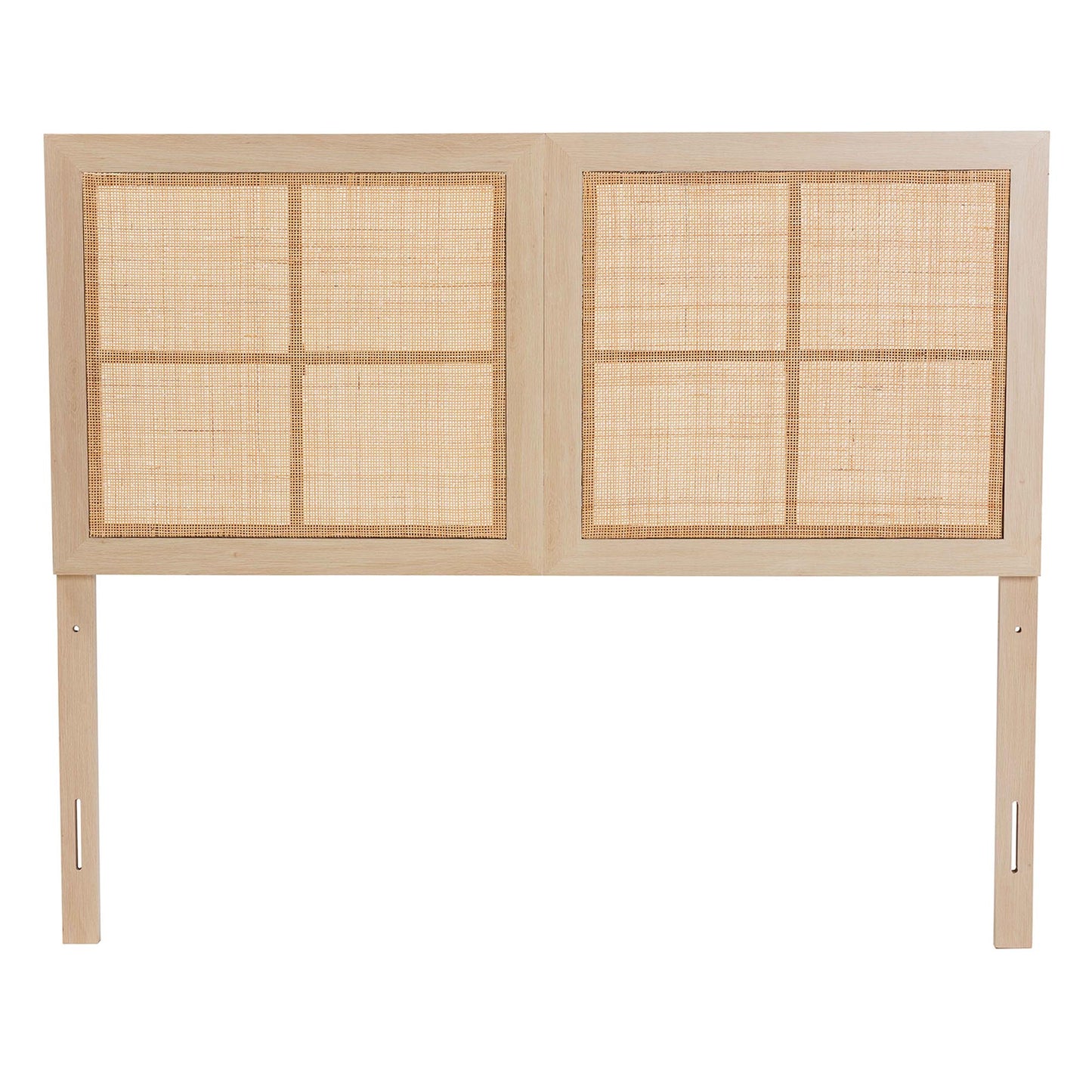 Baxton Studio Oline Modern Bohemian Light Brown Finished Wood and Natural Rattan Queen Size Headboard | Headboards | Modishstore - 4