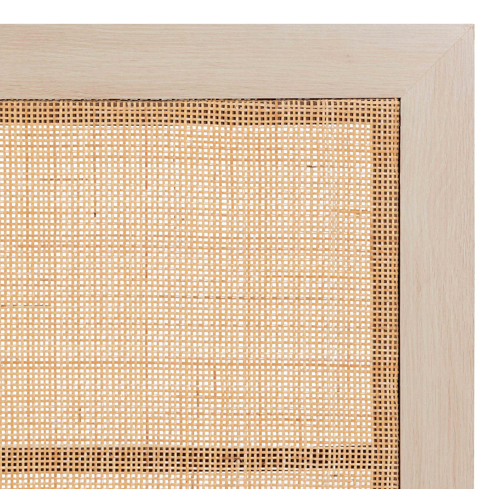 Baxton Studio Oline Modern Bohemian Light Brown Finished Wood and Natural Rattan Queen Size Headboard | Headboards | Modishstore - 5