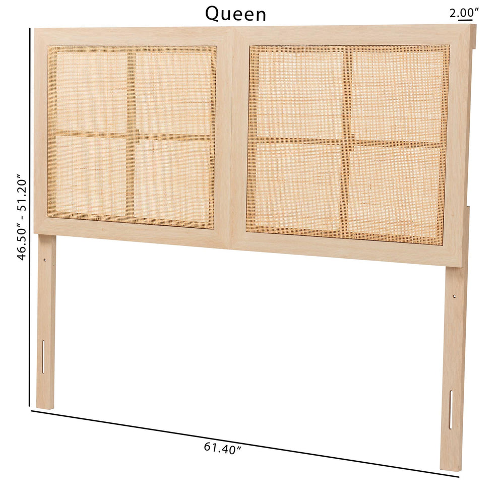 Baxton Studio Oline Modern Bohemian Light Brown Finished Wood and Natural Rattan Queen Size Headboard | Headboards | Modishstore - 2