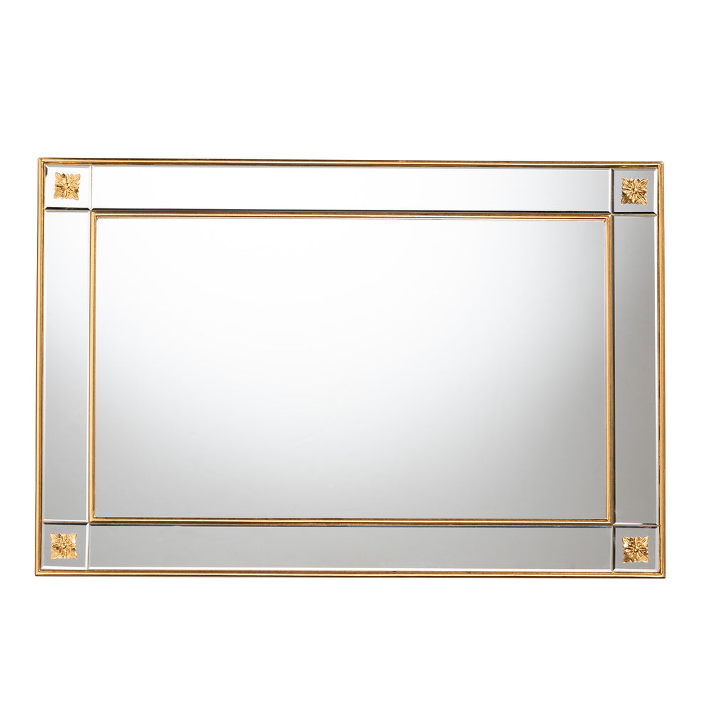 Baxton Studio Iara Modern Glam and Luxe Antique Goldleaf Finished Wood Accent Wall Mirror | Mirrors | Modishstore - 3