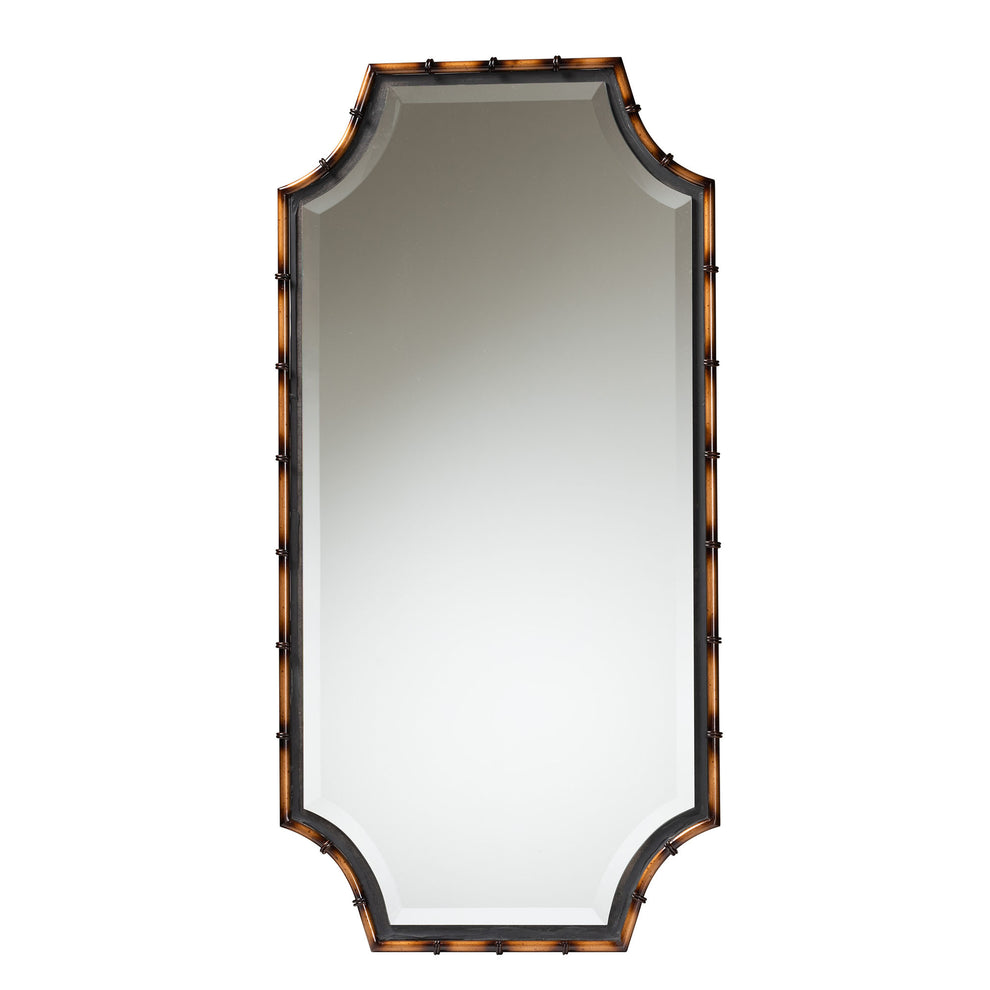 Baxton Studio Lieven Rustic Glam and Luxe Two-Tone Light Brown and Black Finished Metal Accent Wall Mirror | Mirrors | Modishstore - 2