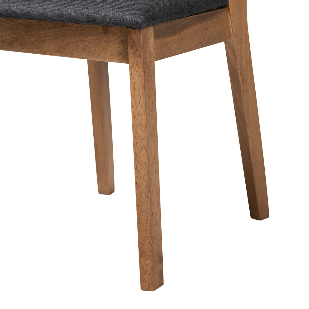 Baxton Studio Denmark Mid-Century Modern Dark Grey Fabric and French Oak Brown Finished Rubberwood 2-Piece Dining Chair Set | Dining Chairs | Modishstore - 6