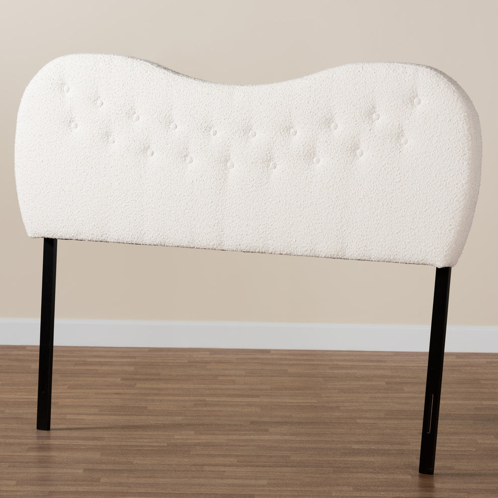 Baxton Studio Brantley Modern Cream Boucle Fabric Queen Size Headboard | Headboards | Modishstore - 6
