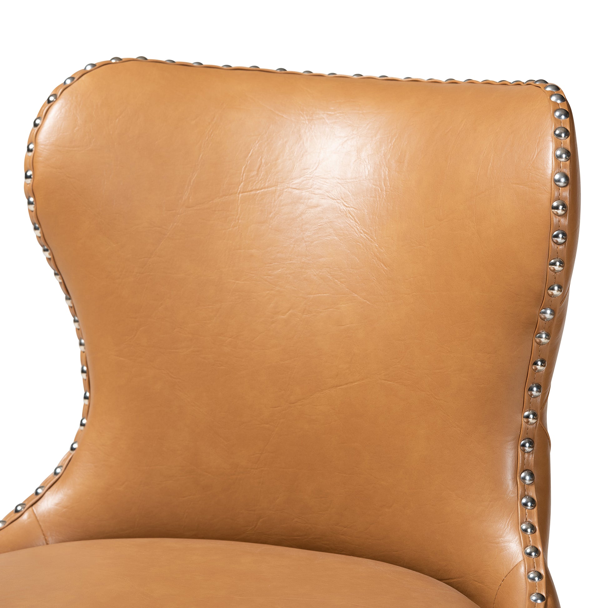 Baxton Studio Gradisca Modern Tan Faux Leather and Walnut Brown Finished Wood 2-Piece Swivel Counter Stool Set | Counter Stools | Modishstore - 7