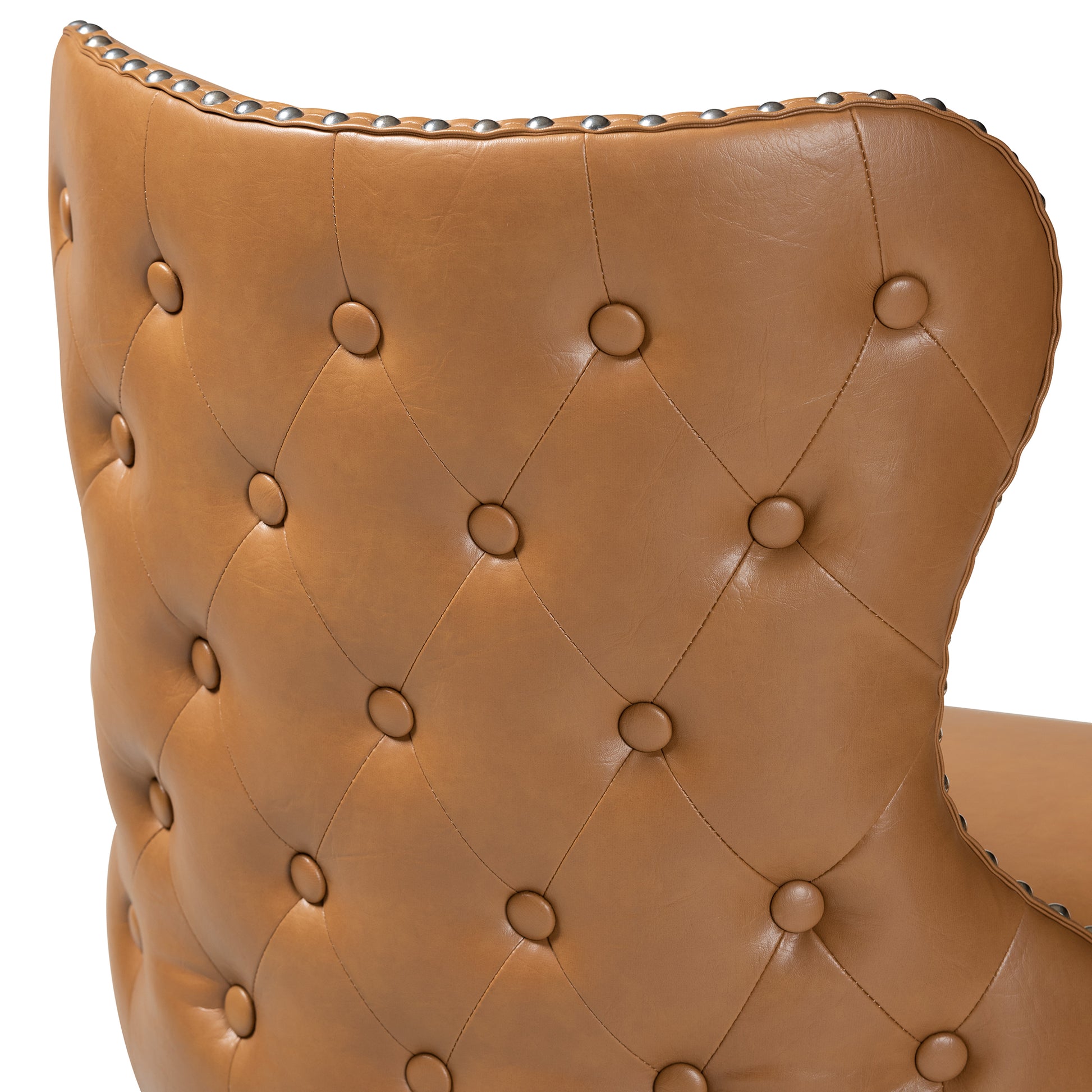 Baxton Studio Gradisca Modern Tan Faux Leather and Walnut Brown Finished Wood 2-Piece Swivel Counter Stool Set | Counter Stools | Modishstore - 8